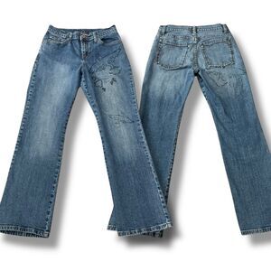 Vintage Y2K Zena Jeans Medium Wash with Embroidered Birds & Filigree Boot Cut Je